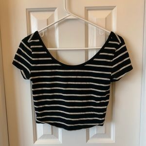 cropped boatneck striped short sleeve